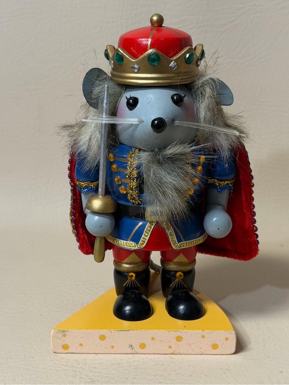 Nutcracker Mouse King Figurine - Red & Blue Decorative Accent
